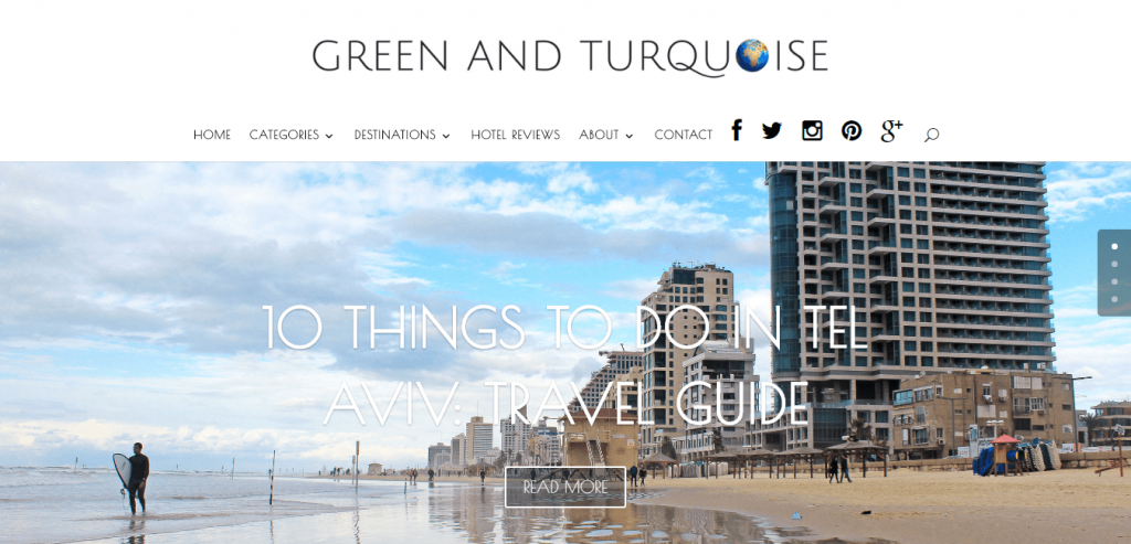 Green and Turquoise Travel Blog